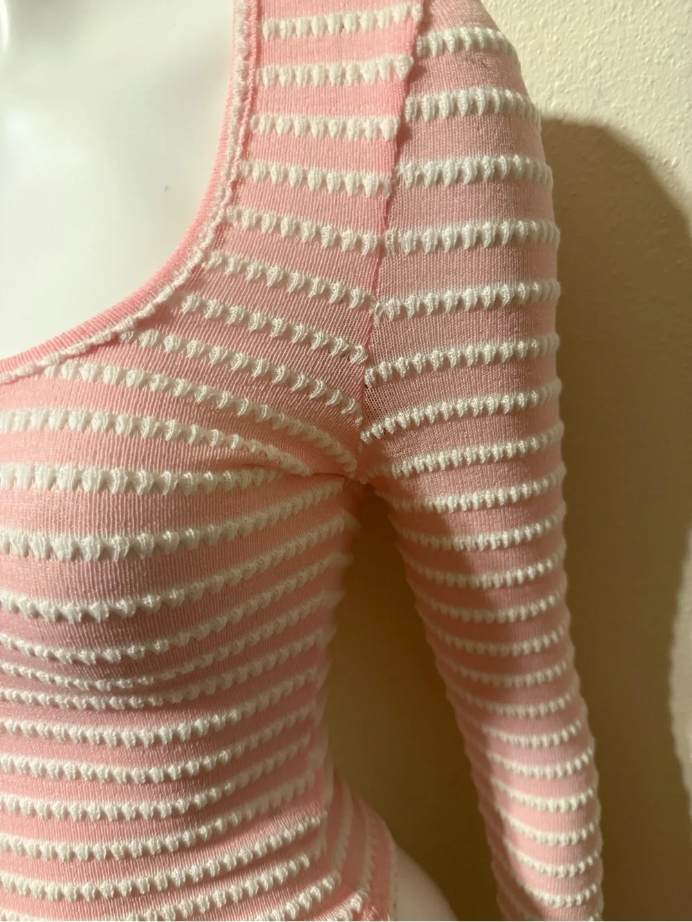 SHEIN Pink and White Striped Scoop Swim Coverup